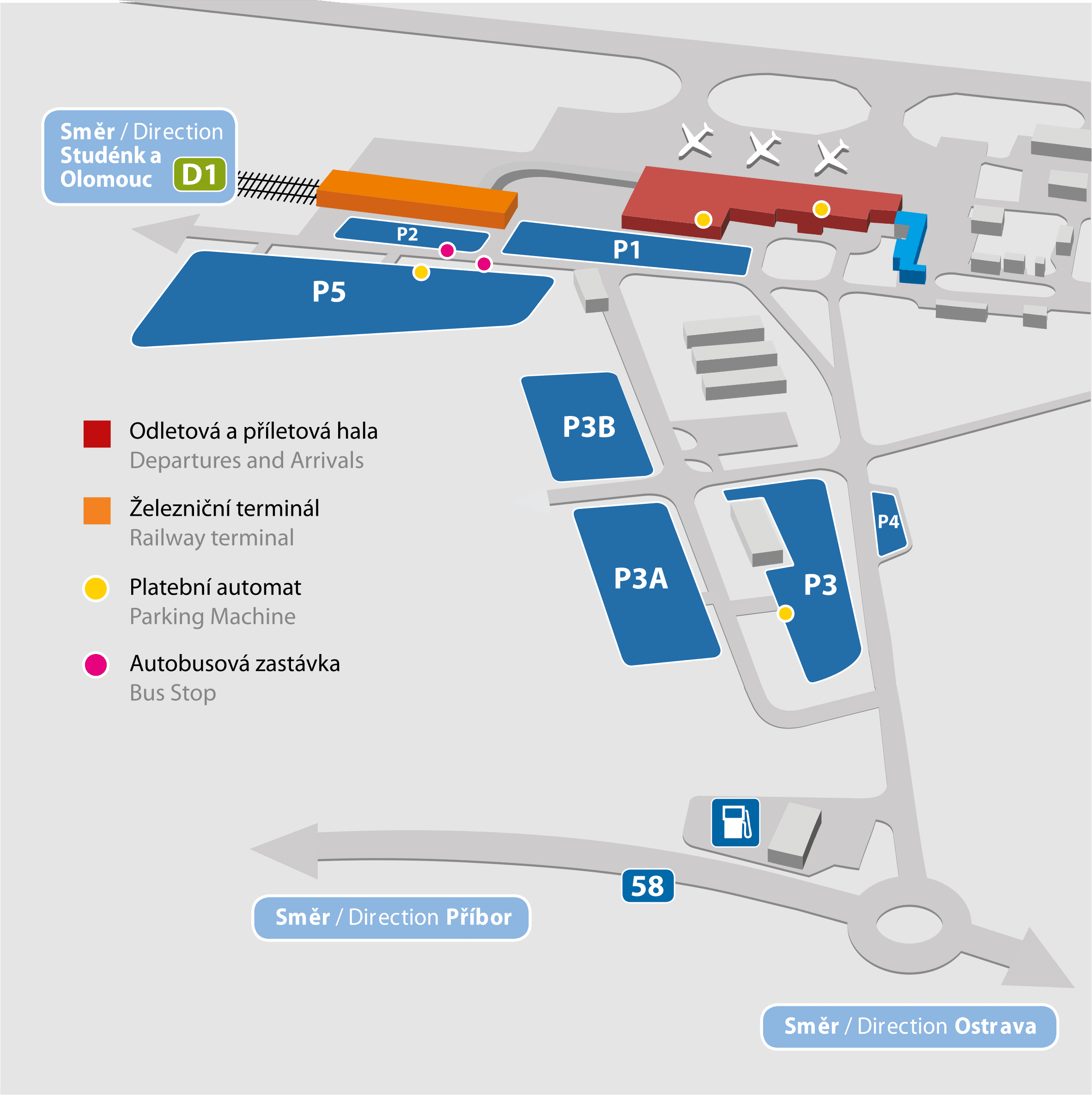 plánek parkování letiště Ostrava